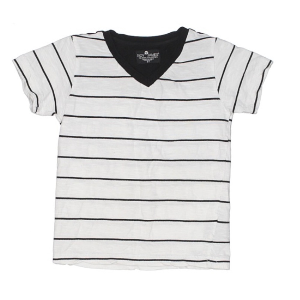 Troy James V Neck Stripe Short Sleeve T-shirt